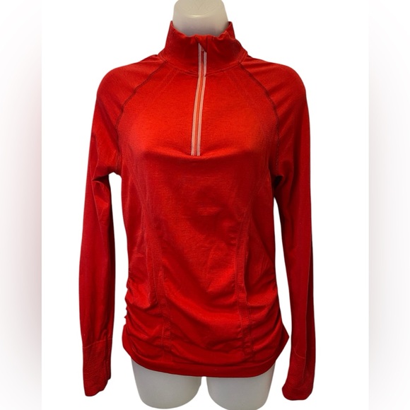 Athleta Tops - Athleta S Zip Neck Long Sleeve Side Runching Top